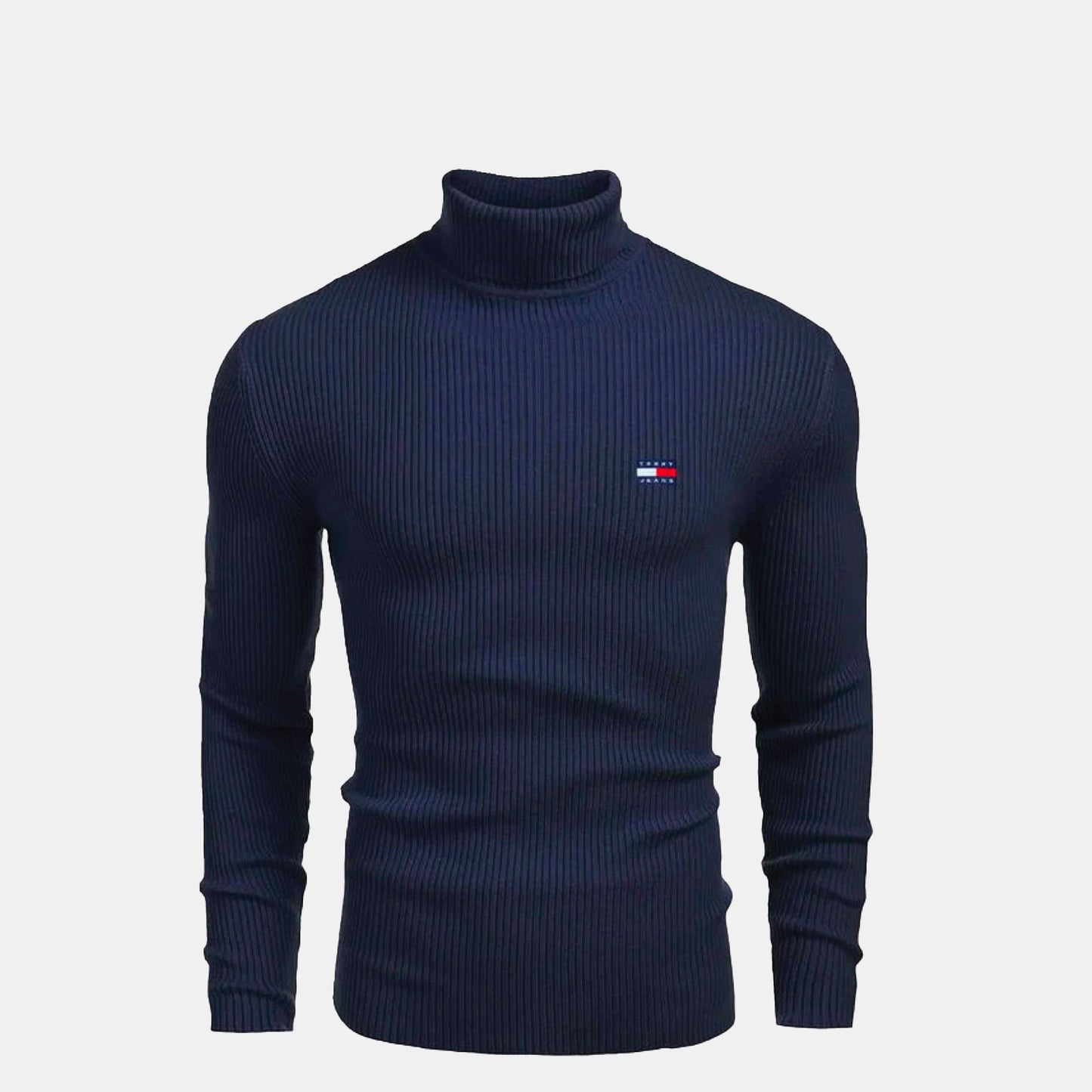 TH Turtleneck Cable-Knit Wool Sweater Blue / S TH Turtleneck Cable-Knit Wool Sweater