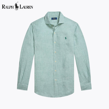 RL Custom Fit Linen Shirt Green White / S RL Custom Fit Linen Shirt