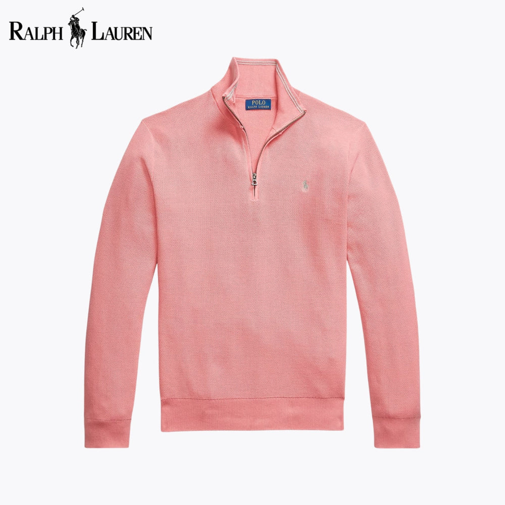 RL Mesh-Knit Cotton Quarter-Zip Sweater Rose / S RL Mesh-Knit Cotton Quarter-Zip Sweater