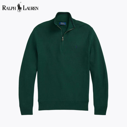 RL Mesh-Knit Cotton Quarter-Zip Sweater Vintage Pine / S RL Mesh-Knit Cotton Quarter-Zip Sweater