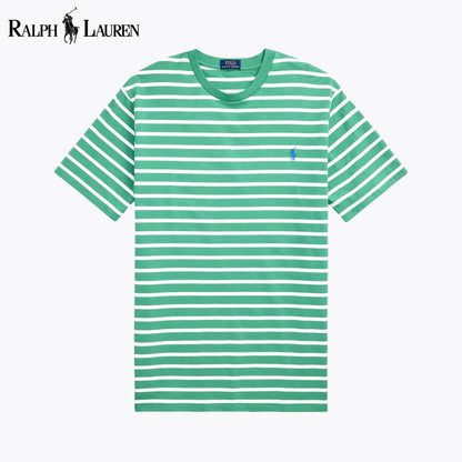 RL Striped Jersey Crewneck T-Shirt Green/White / S RL Striped Jersey Crewneck T-Shirt