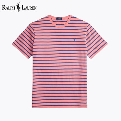 RL Striped Jersey Crewneck T-Shirt Rose/Old Royal / S RL Striped Jersey Crewneck T-Shirt