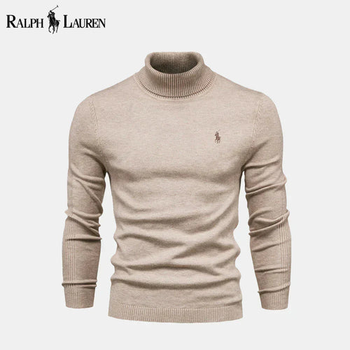 RL Turtleneck Cable-Knit Wool Knit Sweater Beige / S RL Turtleneck Cable-Knit Wool Knit Sweater