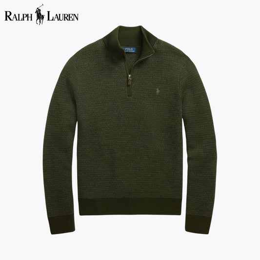 RL Washable Wool Quarter-Zip Sweater Olive / S RL Washable Wool Quarter-Zip Sweater