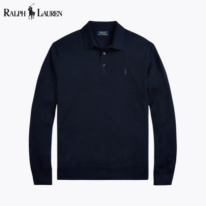 RL Wool Polo-Collar Jumper Blue Navy / S RL Wool Polo-Collar Sweater